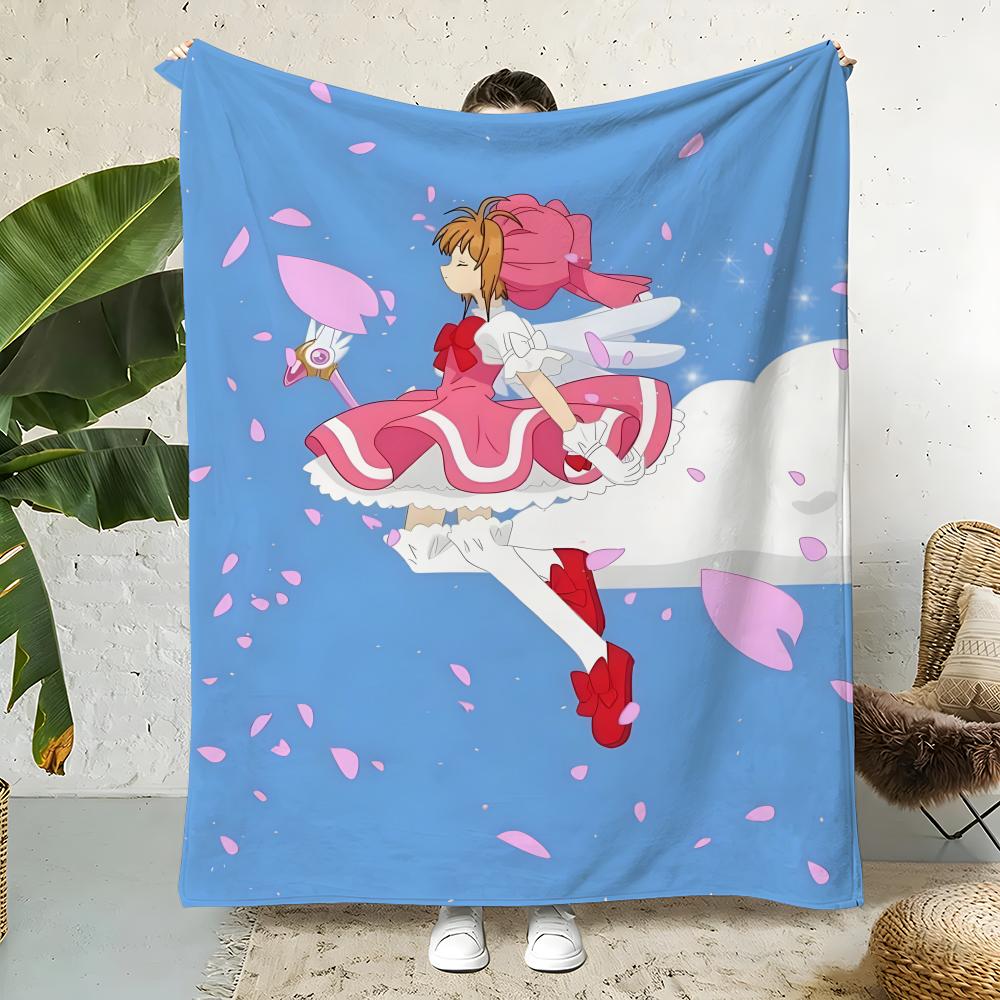 Anime C-Cardcaptor Sakura Throw Flannel Throw Blanket,Bed Home Office Nap Blanket Travel,Camping,Picnic Blanket Soft Decor 75x90cm