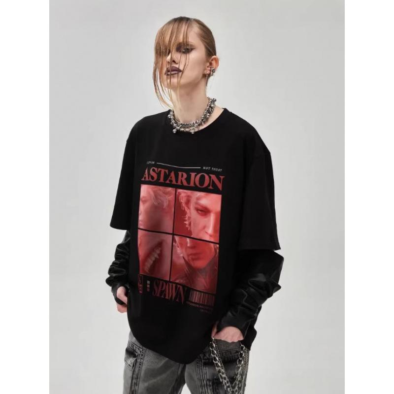 Retro American Streetwear Short Sleeve Top S