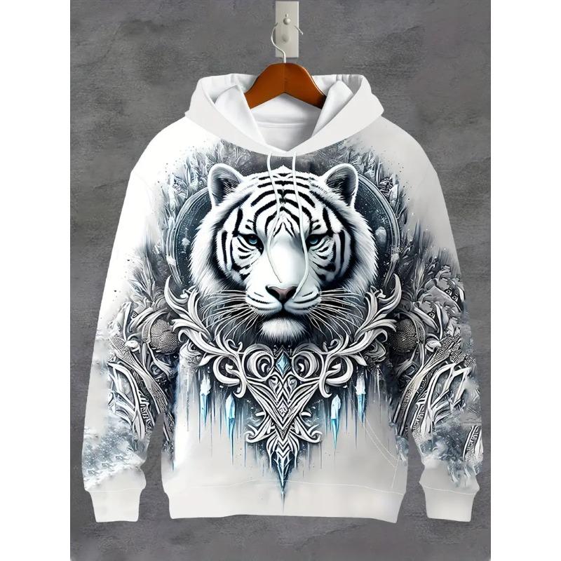 

Толстовки с капюшоном 3D-принт Животные Тигр Графические толстовки для мальчиков и девочек Унисекс Толстовка с капюшоном для детей Мода Большие размеры 160