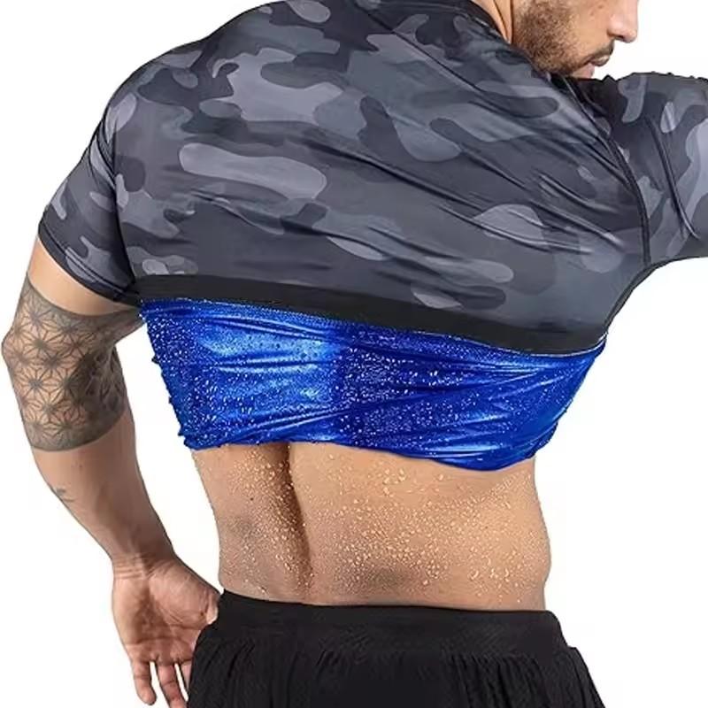 Übergröße Herren Schweiß-Top mit kurzen Ärmeln Polyester-Mischung Bauchformer Core Trimmer Fitness Sportbekleidung