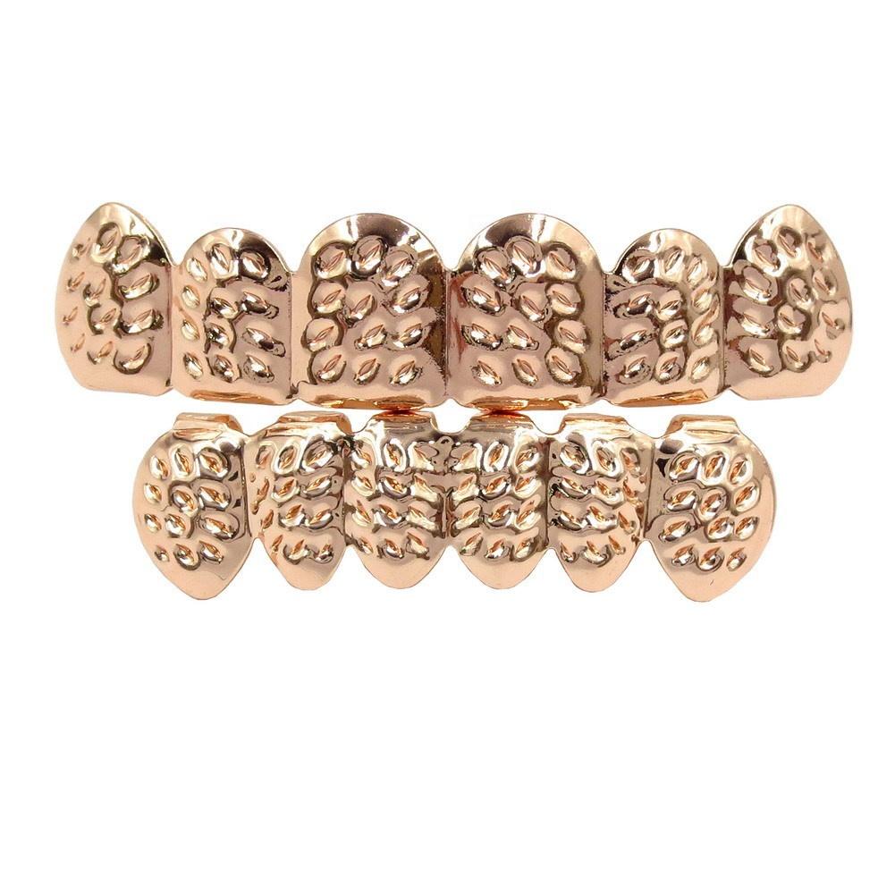 Hip Hop 18k Real Gold Color Plating Brass Glossy Grillz Jewelry