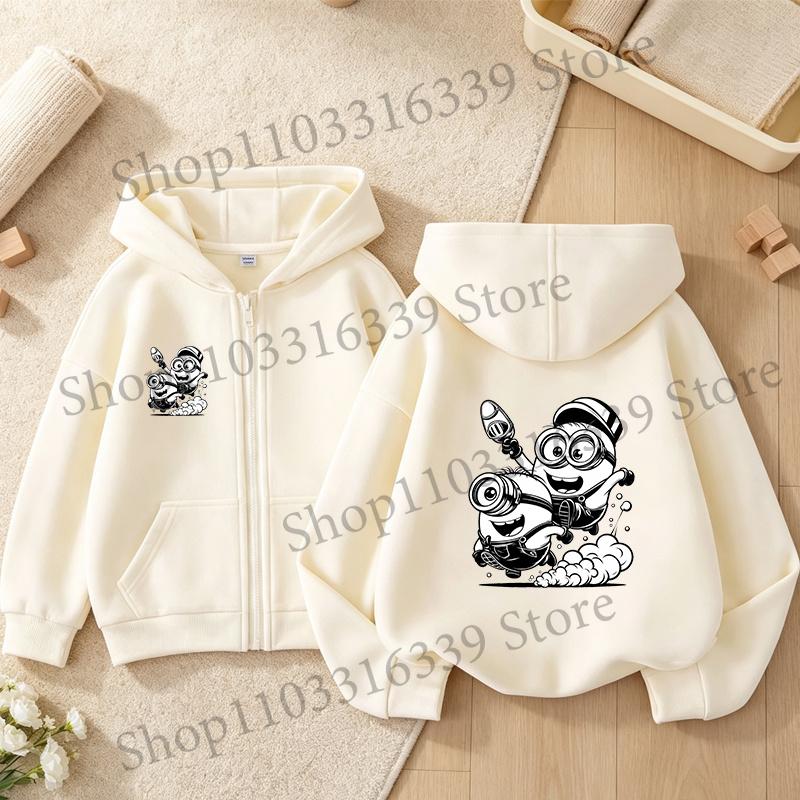 New Minionses Kids Zipper Hoodies Coats Girl Boy Sweatshirt Clothes Long Sleeve Harajuku Pullovers Casual Hooded Tops GIFT 2026