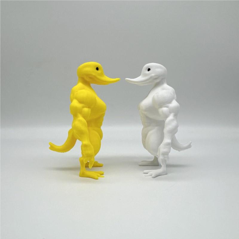 Animal Cute Muscle Duck Statue 3D Printed Duck Sculpture Novelty Desktop Ornament Multi-Functional Indoor And Outdoor Decoration