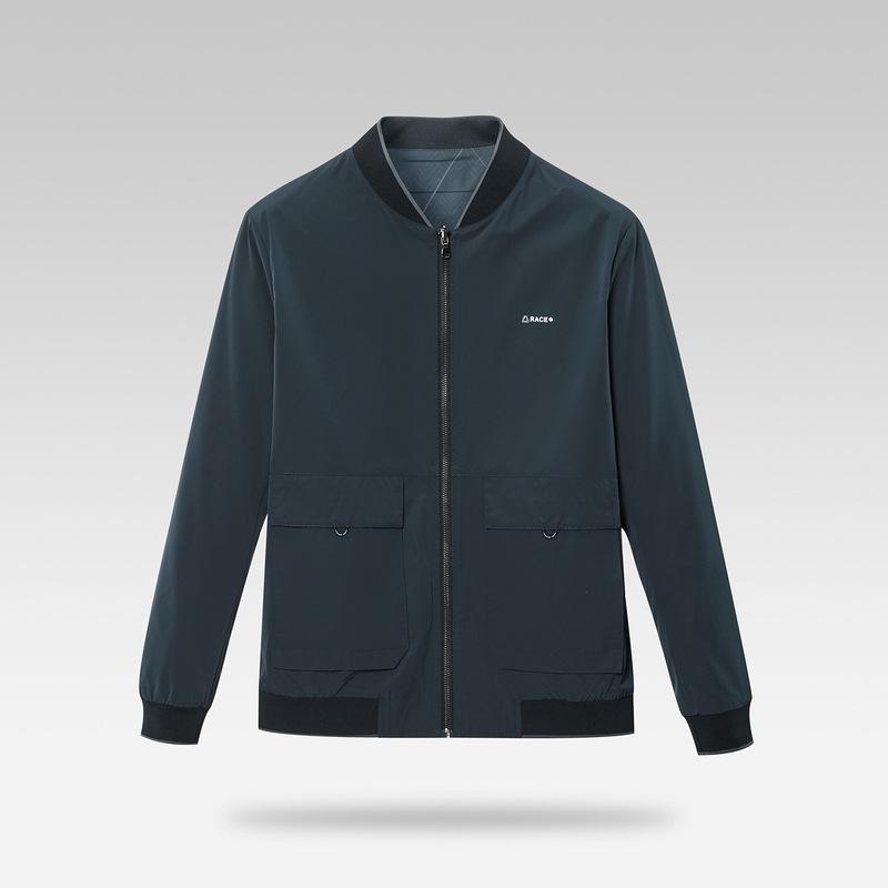 Men's Reversible All-Purpose Jacket - Autumn Workwear Style with Baseball Collar and Pockets