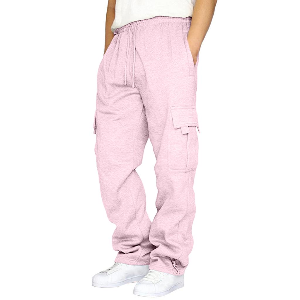 Men's Loose Fit Cargo Sweatpants with Large Pockets Elastic Waistband and Drawstring Casual Jogger Pants for Everyday Wear
