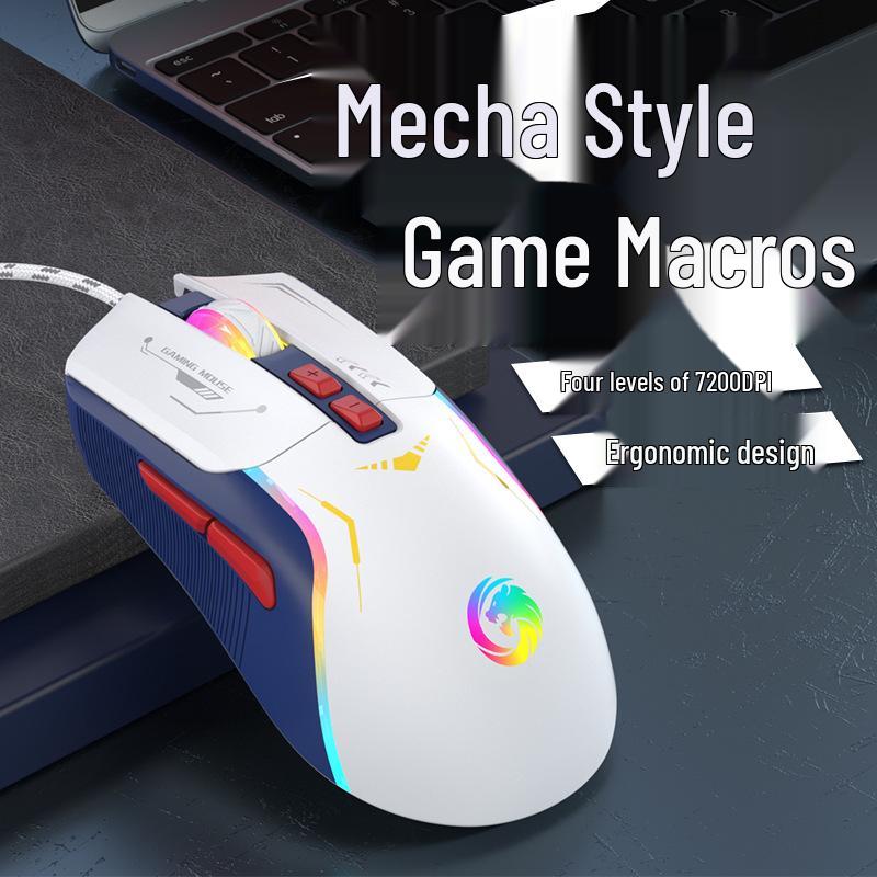RGB Lighting Wired Gaming Mouse with Macro Programming for Desktop and Laptop