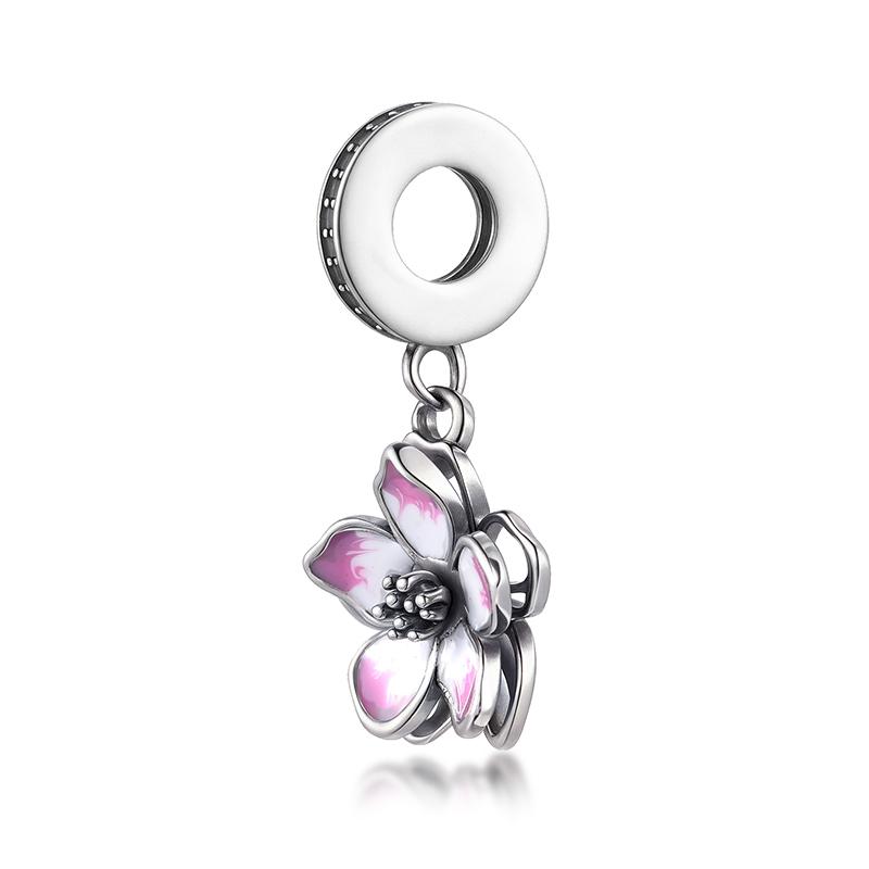 Nuova Perla Charms Fai da Te Rosa Fiore di Ciliegio per Braccialetti Collane Gioielli da Donna