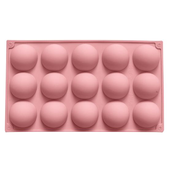 Silicone Mold Non-stick Easy-Demoulding Smooth Surface Food-grade Heat-resistant Baking 15 Holes Semi Sphere Silicone Baking Mold for Home