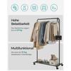 SONGMICS Clothes Rack on Wheels, Single-Rail Metal Garment Rack, with Storage Shelf, Top Rail Holds up to 40 kg, Black