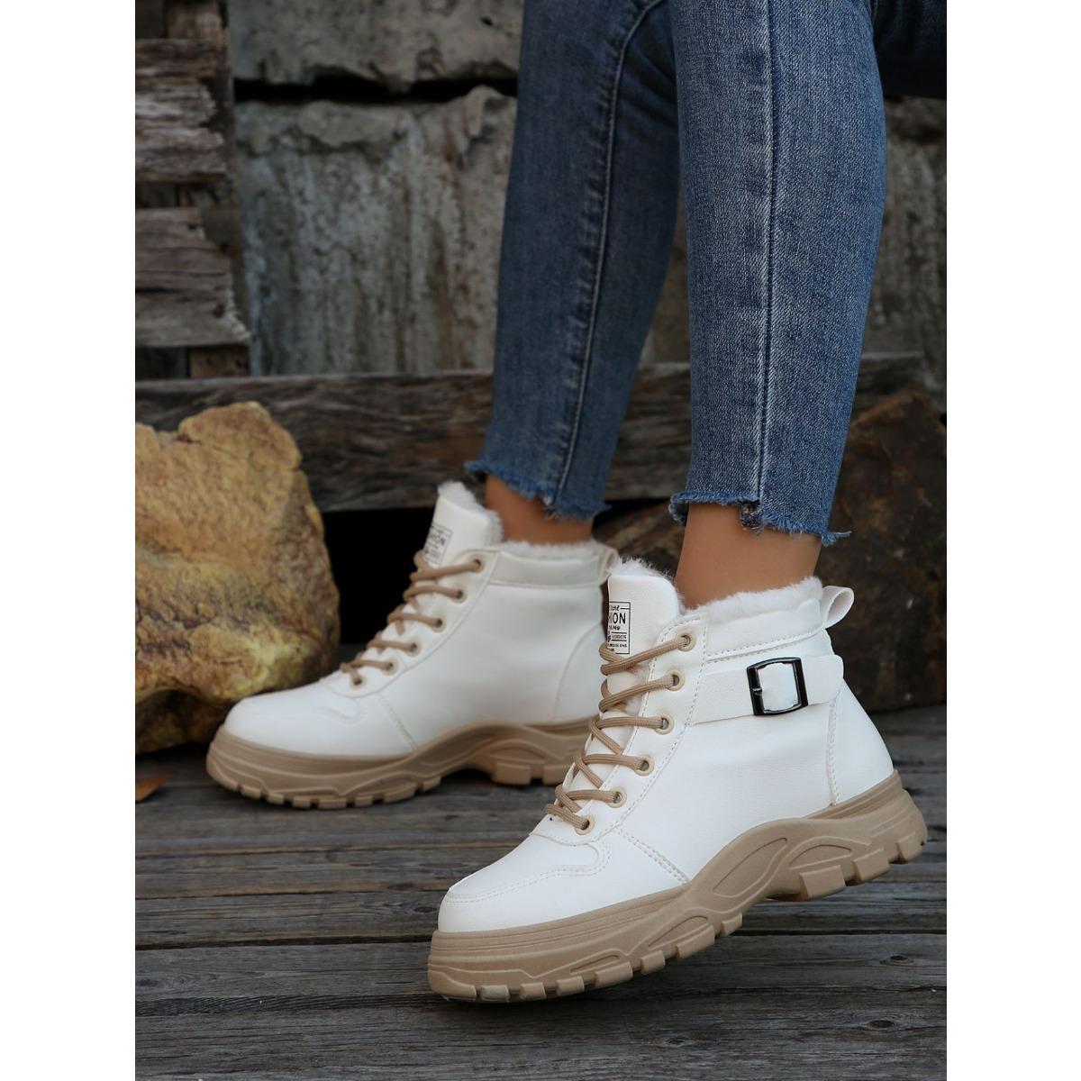 Зимняя обувь женские зимние ботинки плоские нескользящие теплые женские ботильоны обувь — фото 9