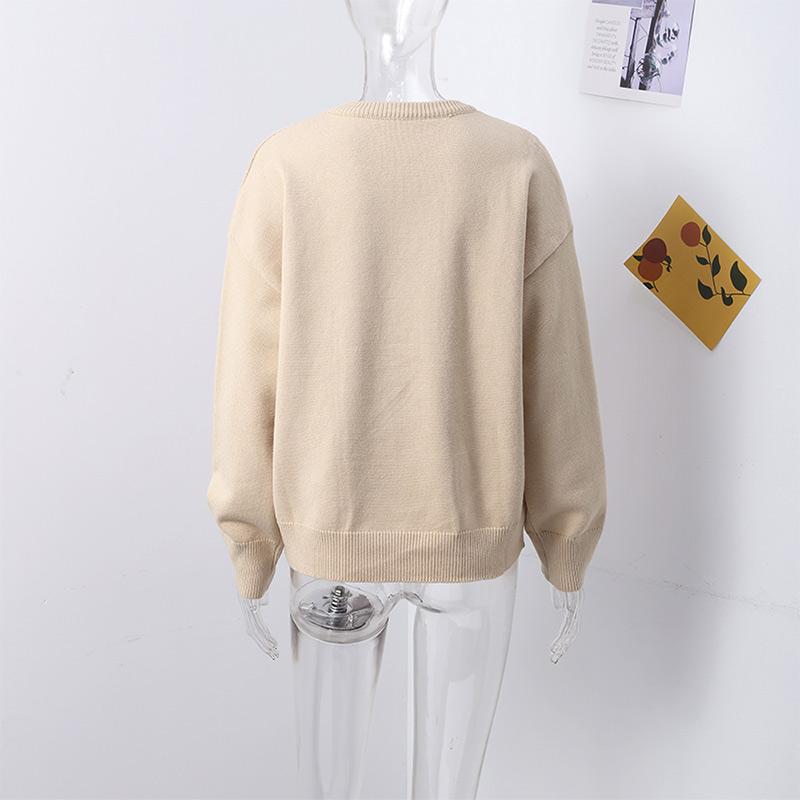 Women Sweaters Knit Basic Pullover Long Sleeve Round Neck Solid Spring Streetwear Knitwear Loose Elegant Jumper Female Tops