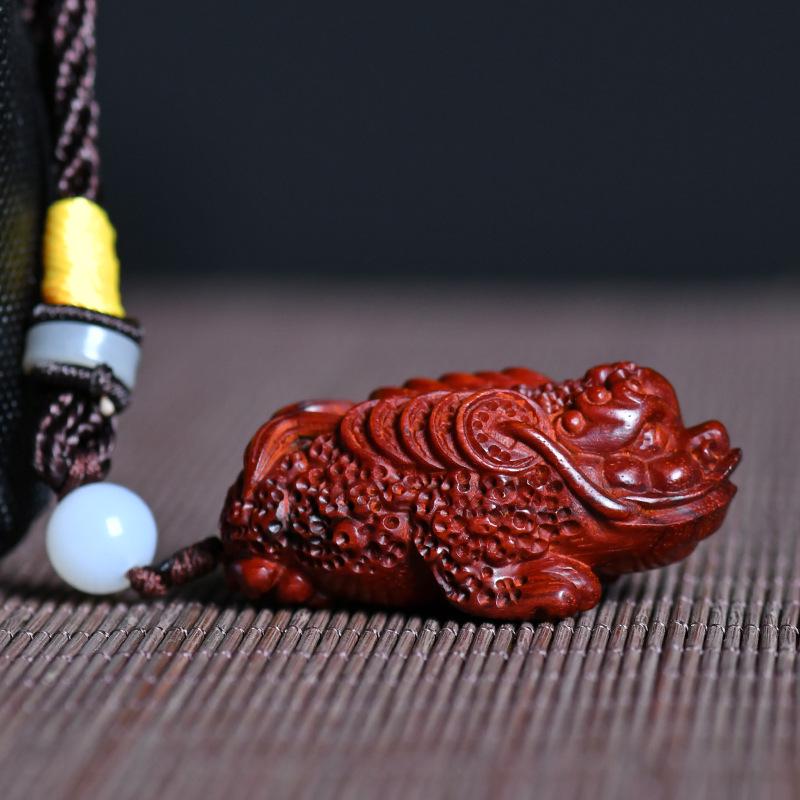 Golden Toad Dragon Turtle Qilin Rosewood Handheld Carving Ornament