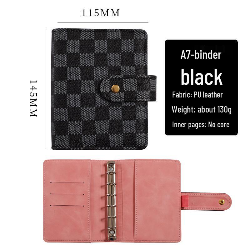 Authentic Cross Pattern A5 Notebook, Loose-Leaf A7 Checkered Planner, A6 Leather Notebook with Horizontal Ruled Pages