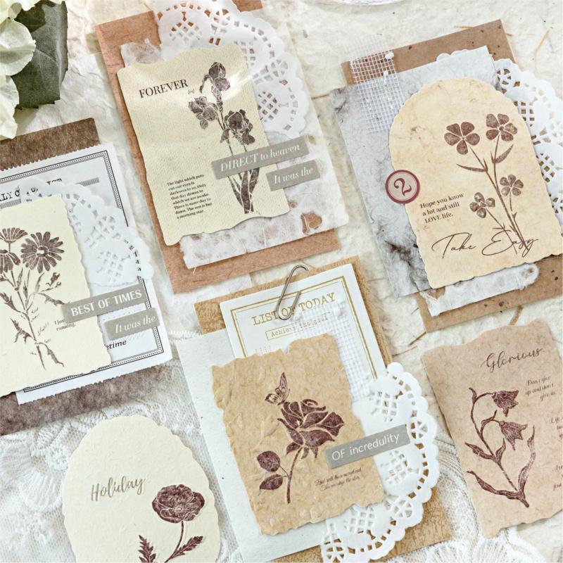 30pcs/pack Vanilla Paper Stickers Creative Scrapbooking Collage Junk Journal Diy Texture Material for Craft Making