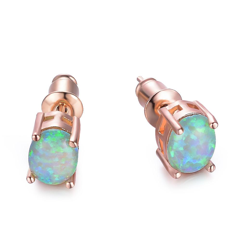Wish European and American Ins Simple Style Oval Opal Stud Earrings Mini Cute Versatile Girl Heart Earrings
