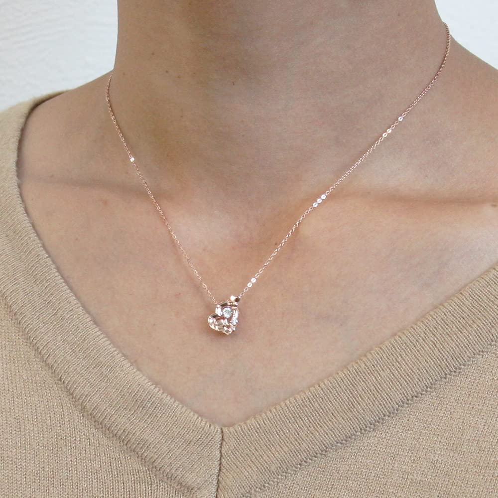 the Dancing Stone Necklace Disney Silver 925 Cubic Zirconia Heart Pink Gold DISS011PG [White Clover] "Winnie Pooh" Women's