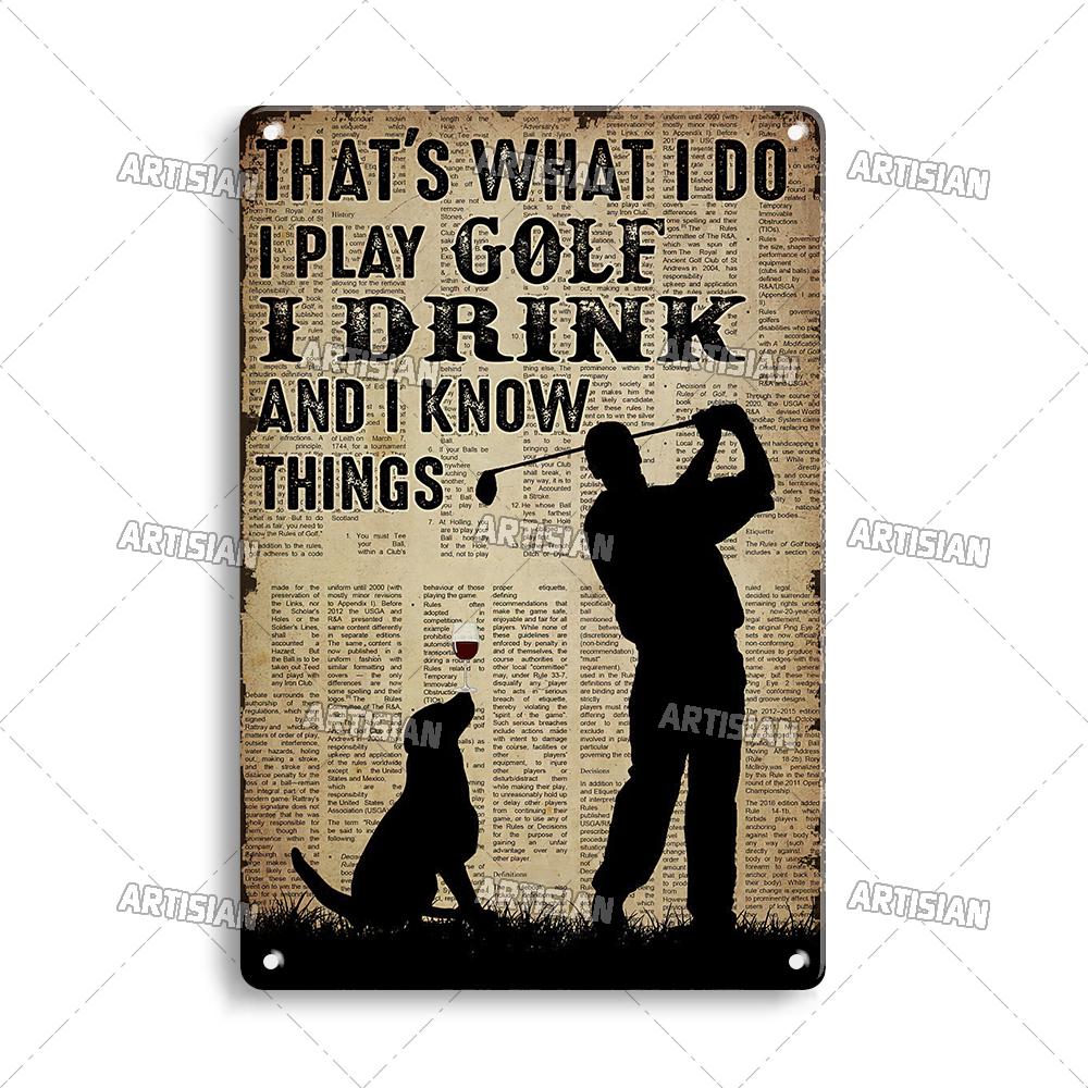 Artisian Golf Golfer Metal Sign Sport Tin Plaque Vintage Decorative Poster Wall Decor Garage Bar Pub Club Hotel Cafe Kitchen