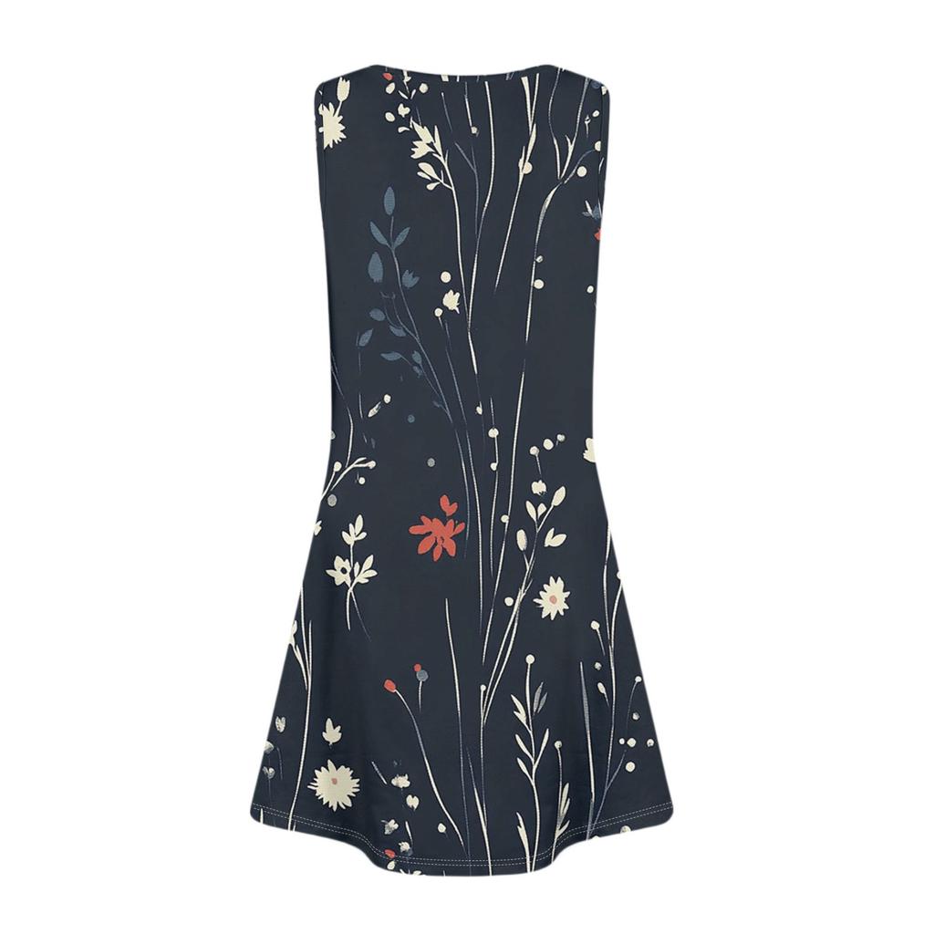 Women's Summer Casual V-Neck Floral Button Dress With Pockets