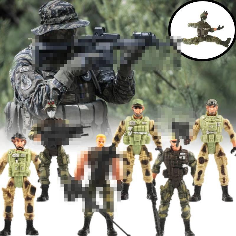 Kids Toy 6pcs Army Soldier Playset Game Realistic Figure Boy Gifts Christmas