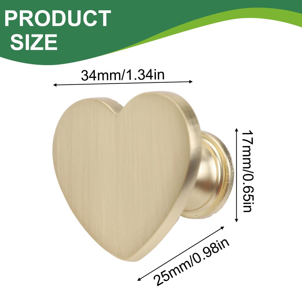 Set of 6 Heart Shaped Zinc Alloy Cabinet Handles Suitable for Drawers Doors Closets Includes Screws for Secure Attachment