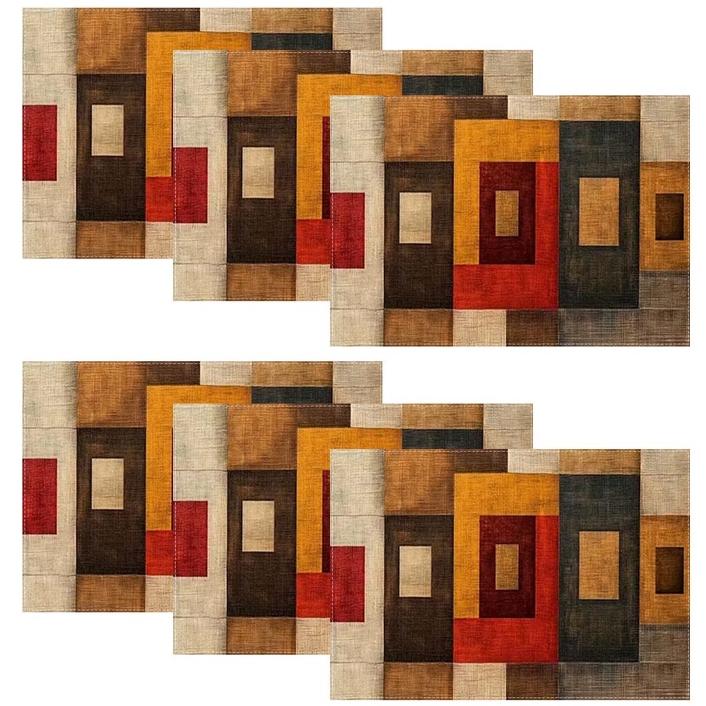 Of 4, 6, Or 8 Vintage Placemats with Geometric Designs - Ideal for Both Indoor And Outdoor Settings, Perfect for Enhancing Kitchen And Dining Room