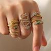 High-Quality Titanium Steel Snake-Shaped Open Ring Set with Diamonds - Retro Style Women's Versatile High-End Temperament Ring