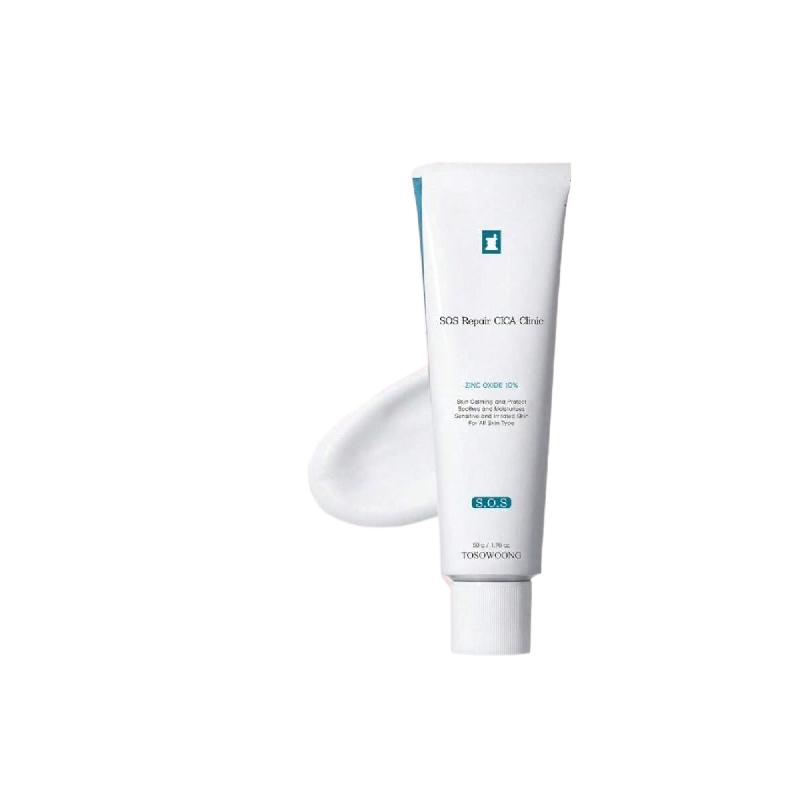 Tosowoong SOS Repair CICA Clinic Zinc Cream 50g | Ultra-High 100,000ppm Zinc Oxide Formula, Heals & Soothes Acne, Redness & Rosacea