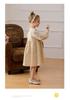 Spring 2026 Korean Forest-Style Floral Print Dress with Pleated Stand Collar, Puff Long Sleeves, and Lace Accents for Girls