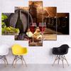 Unframed 5 Panel Red Wine Candle Colorful Fruit Sunflower Canvas Printed Posters Wall Art Pictures HD Paintings Room Home Decor