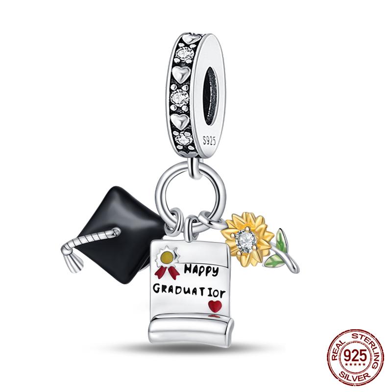 Copper Graduation Season Series Colored Owl Bachelor'S Hat Charms Beads Fit Qikaola Original Bracelets Diy Jewelry