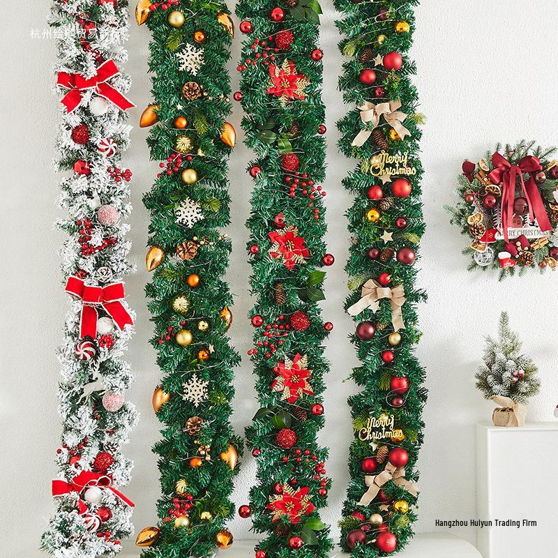Luminous Christmas Garland and Wreath Ornaments for Shopping Malls, Hotels, and Staircases.