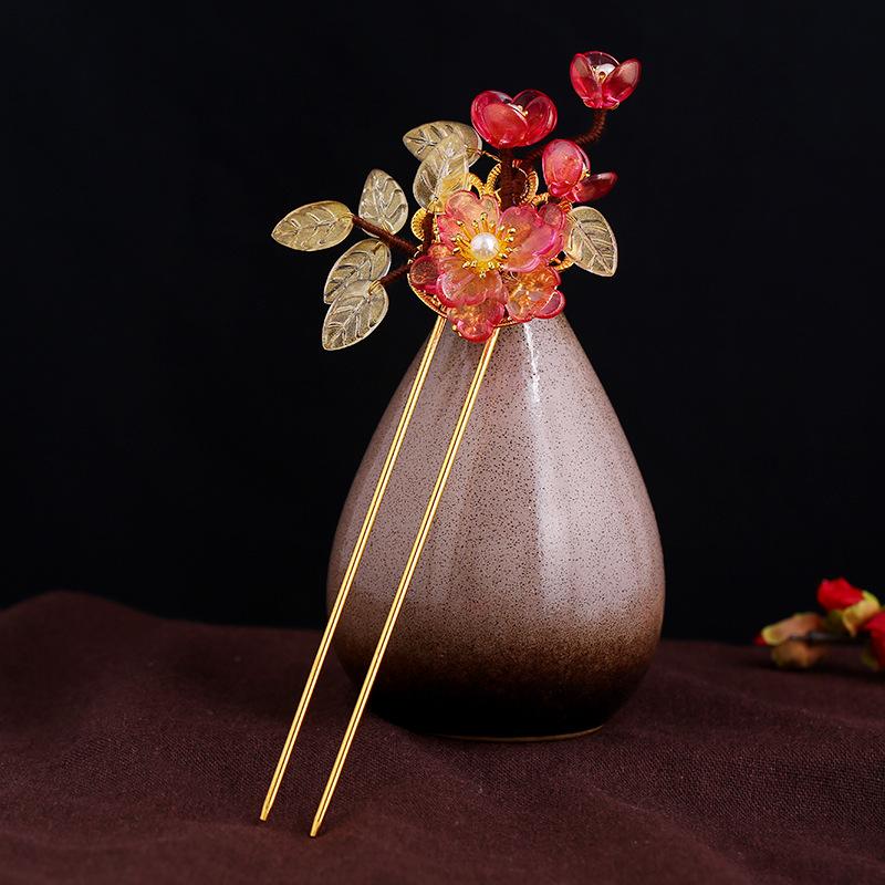 Design Hanfu Hairpin, Hairpin, Glazed Flower Step Fringed Hairpin, Ancient Costume Head Jewelry, Super Fairy