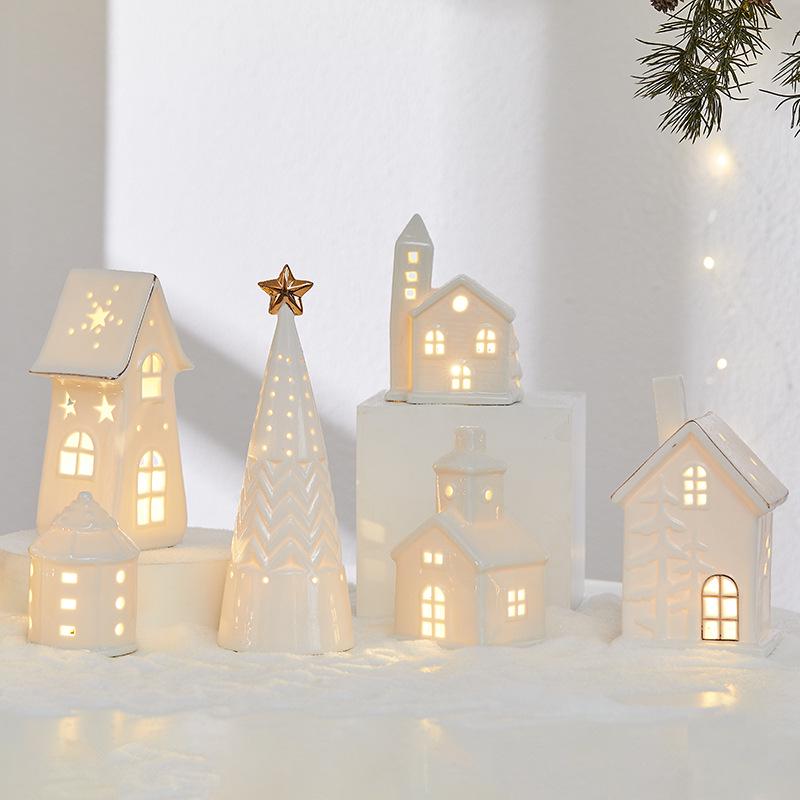 Luminous Ceramic Christmas Tree Ornament for Home Decor