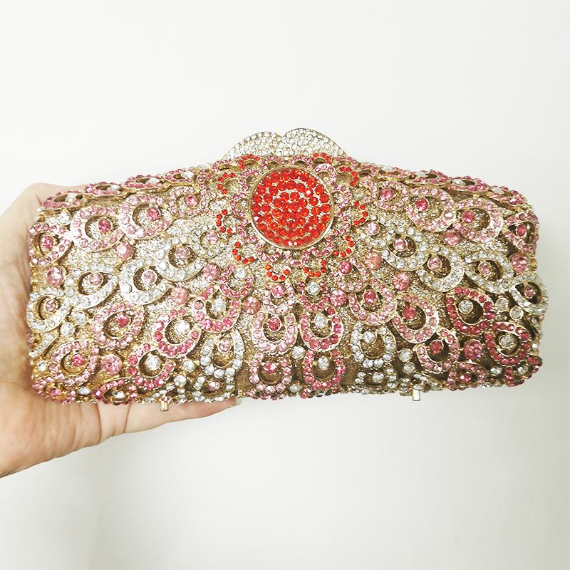 Evening Crystal Rhinestone Clutch Women Colorful Handbag Coin Purse Bag WHTUOHENG Gold Metal Luxury Wedding Party Wallet Clutch