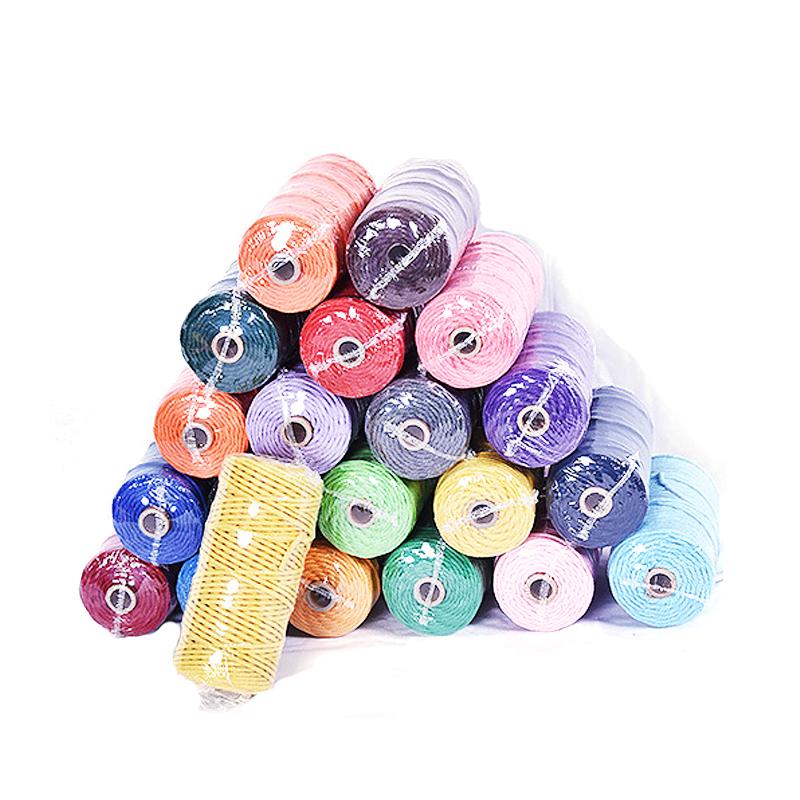 4mm Twisted High Tenacity Eco-Friendly Multiple Colors Stock 100% Cotton String Thread Cord for Knitting Home Textile Shoes