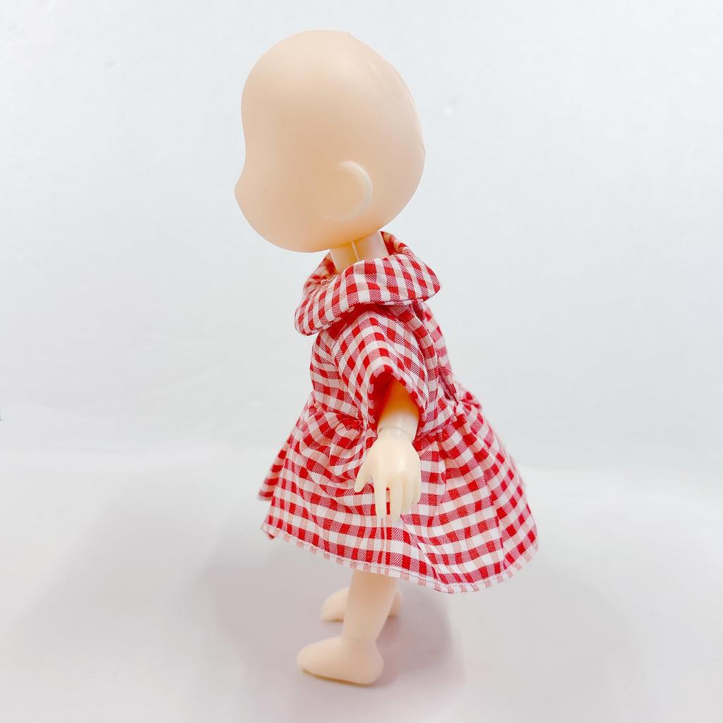 Retro Country Dress, Checkered Red, 10cm Plush Toy, Kigurumi, Accessories, Otaku, Doll, Mascot, Kpopdoll, Costume [Used]