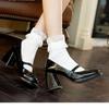 Mary Jane Shoes for Women Fashion New Chunky Heel Wedding Dress Shoes 2024 Spring New Round Head Solid Color Women's Shoes