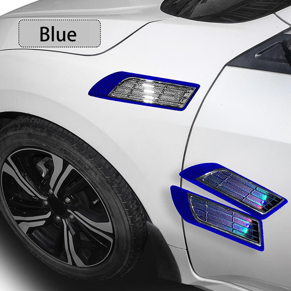 2 In1 Car Exterior Air Intake Flow Side Fender Vent Wing Cover Trim  Solar Energy Shark Gill Mood Light Universal Car Styling