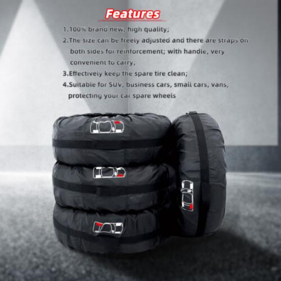 Car Spare Tire Storage Protection Bag 19"-23" Wheel Tyre Carry Tote Cover 4 Pcs