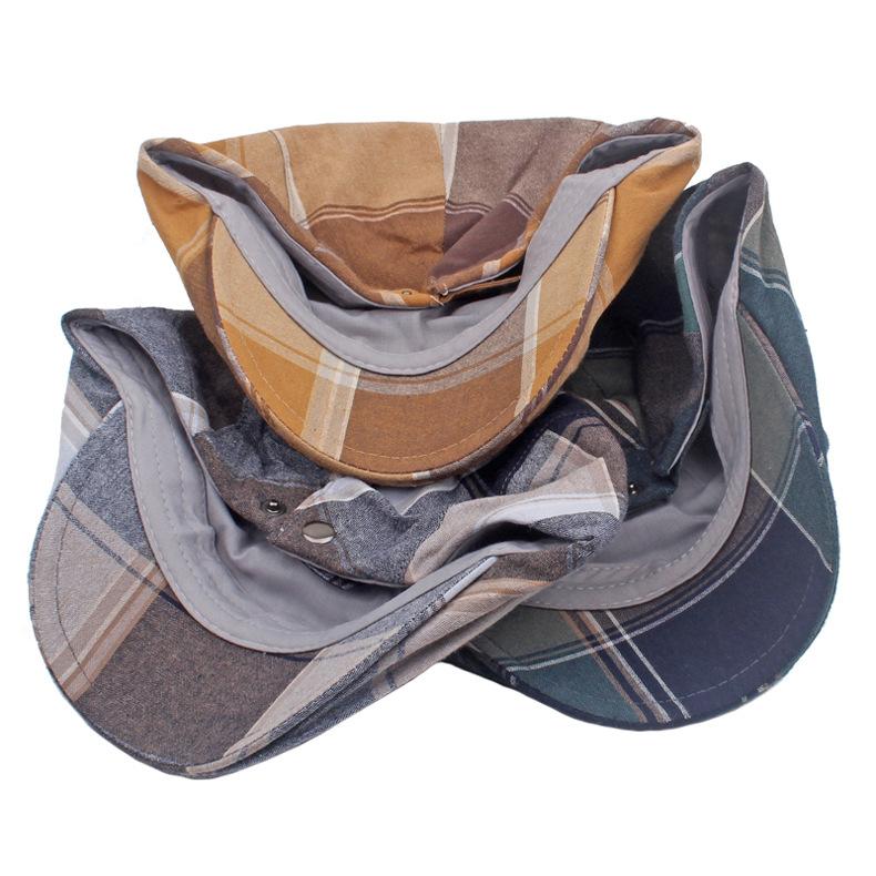 Spring Autumn Thin Beret Men's Cotton Plaid Forward Cap Outdoor Sun Hat Newsboy Cap Male Gatsby Painters Hats