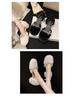 Rhinestone Fuzzy Mary Janes - Women's Autumn/Winter 2025 Chunky Heel Closed-Toe Sandals