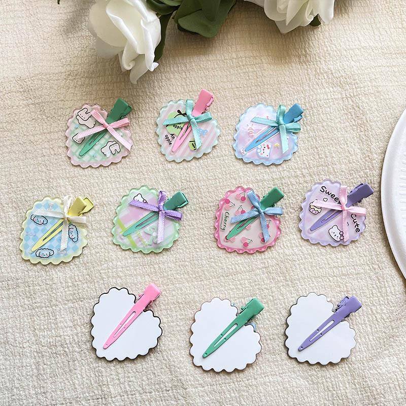Cute Girl Wavy Edge Heart-shaped Bow Hair Clip Forehead Bangs Side Hair Clip Hair Accessory