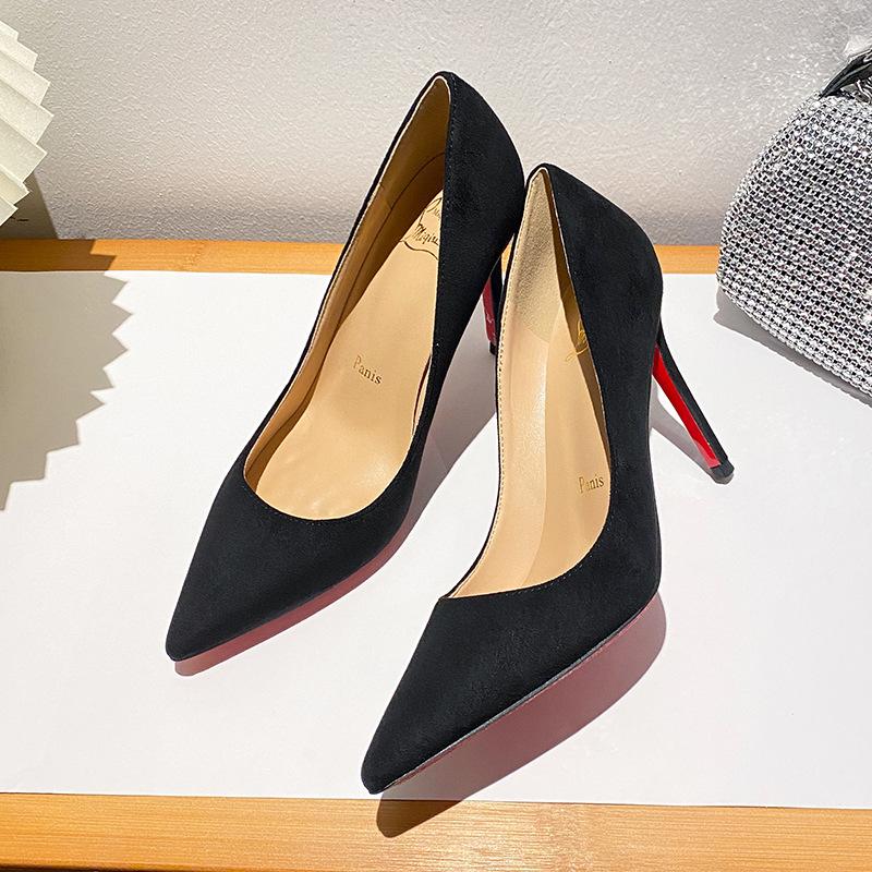 Nude Waterproof Table High Heels Women's Stiletto 2026 New Versatile Temperament Pointed Single Shoes Sexy Patent Leather Red Soles