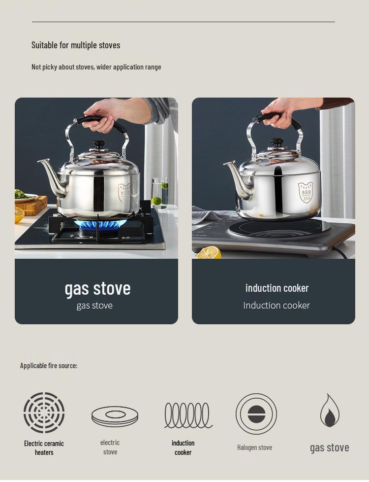 Velkokapacitní 304 nerezová píšťalka na vodu pro plynové a indukční sporáky