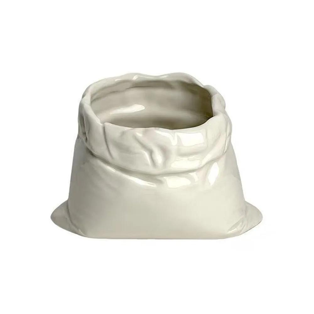 Novelty Large-caliber Ceramic Coffee Cup Water Cup Heat-resistant Bag-shaped Cup Hand-crafted Non-slip Cloth Bag Mug Restaurant белый