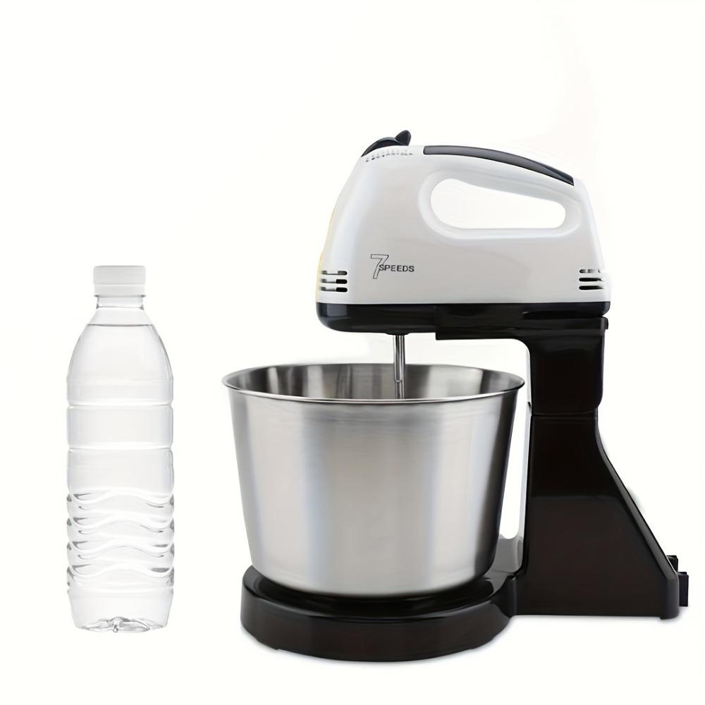 200 Watt Electric Countertop Kitchen Mixer, Whisk, Beater , Ounce Stainless Steel Bowl 7-Speed - Off-White