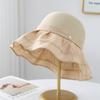 Sun Hat Women's Summer Basin Hat Linen Splicing Straw Hat UV Protection Big Brim Face Protection Bucket Hat Tide