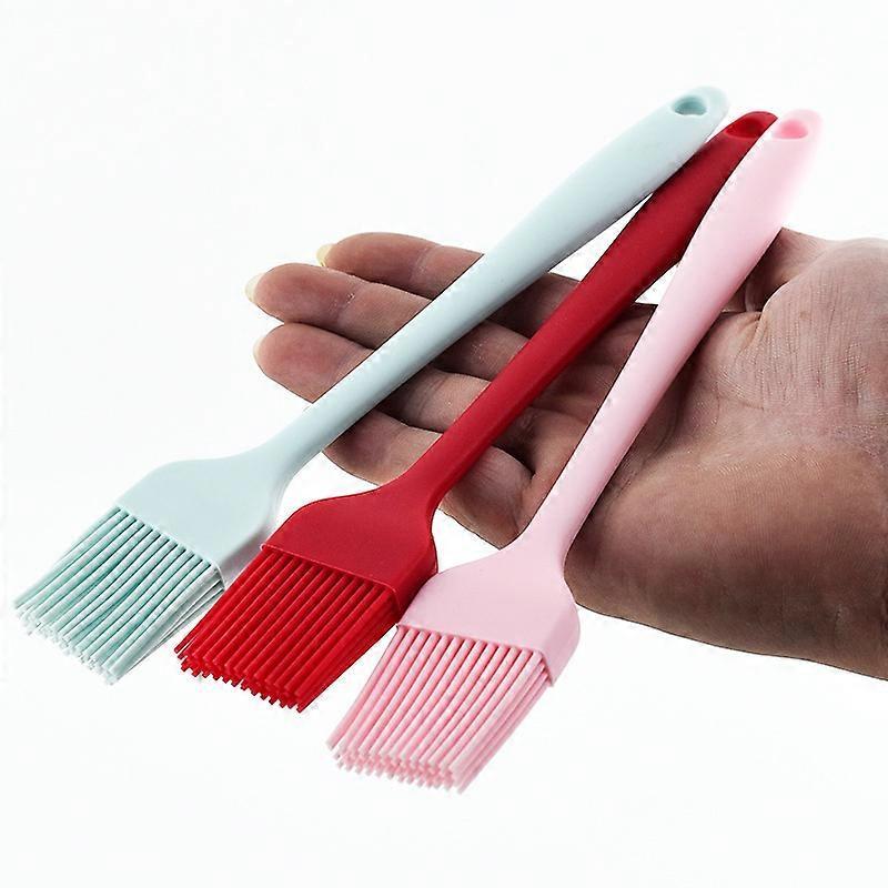 Dww-Three-Piece Set of Red, Mint Green, and Pink Silica Gel Baking Brushes, Pastry Brushes, Baking Brushes, Kitchen Brushes, Heat Resistant Kitchen Br