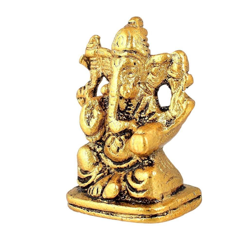 Metal Ganesh Idol for Diwali Decoration Item - Ganesha for Car Dashboard Small Ganpati Statue Figurine Murti for Home