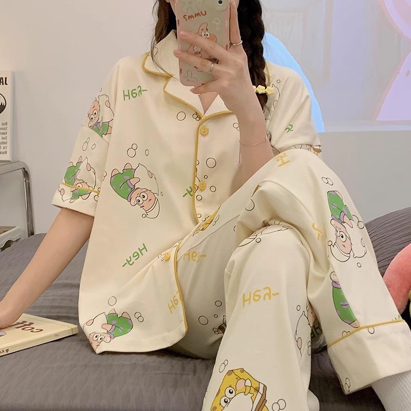 Pajamas Women's Summer Short-sleeved Gentle Wind Simple High-value Casual Women's Short-sleeved Loungewear Set